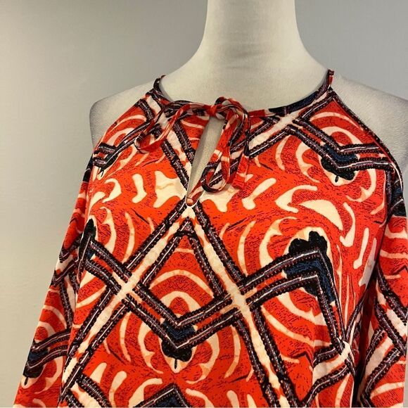Vibrant Geometric Pattern cold shoulder a-line Dress - Picture 2 of 13